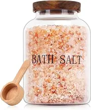 BKYFPQ 74 oz Glass Bath Salts Jar,Bath Salt Container with Wooden Lid and Scoop,Bathroom Organizers and Storage,for Bathroom Bath Decor,Home Decor,Bathtub Accessories for Women