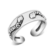 TJS 925 Sterling Silver Toe Ring Double Twin Snake Band Adjustable Jewellery