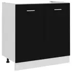 Wooden Kitchen Sink Bottom Cabinet Shelf Storage Cupboard Black 80x46x81.5cm