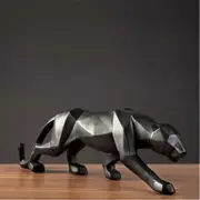 Rhafayre Polaoyi Abstract Geometric Style Resin Panther Statue Animal Figurine Home Office Desk Living Room Decoration Christmas Gifts Black L