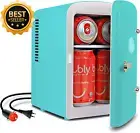 Retro 4L Mini Fridge 6 Can Portable Cooler 12V AC Skincare Makeup Travel Home
