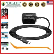 Dash Cam OBD Power Cable with Type C Adapter | 24-Hour Surveillance & ACC Mode