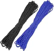 uxcell 2 mm 66FT Reflective Guyline Camping Paracord [2PCS] - Guy Lines Ultralight Thin Cord Rope 3 Strands Paracord Use for Camping Tents & Tarps & Hiking - [Black, Sapphire Blue]