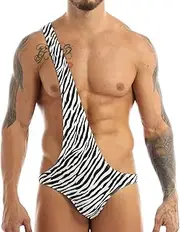 [ARSAVDCG] Men Wrestling Singlet Undershirts Sexy Jockstrap Suspender Bodysuit Thong Sexy Striped One-shoulder Bodysuit Backless Gay Underwear