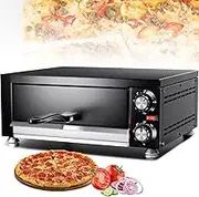 1100W Commercial Pizza Oven,12-inch Indoor Countertop Electric Pizza Oven with Insulated Handle,122°F~572°F(50℃~300℃) and Timer Temperature Control Pizza Maker for Hotel Restaurant Home Bake