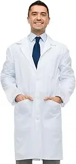 [APOMOONS] White Lab Coat for Women & Men, Unisex Cotton Polyester Scientist Lab Coat, Medical Nurses Doctor Laboratory Food Coat Workwear Uniform, Fancy Cosplay Dress Costume with Pocket, White, XL
