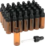 Furnido 5ml Amber Glass Dropper Bottle,Empty Essential Oil Bottles Glass Vials with Glass Eye Dropper for DIY Aromatherapy Colognes Perfume Liquid Sample Blends Pack of 35-2pc 2ml dropper included