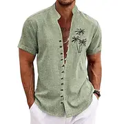 Men's Coconut Tree Tropical Plants Shirt Summer Hawaiian Shirt Aloha Shirt Short Sleeve Shirt Stand Collar Fashion Streetwear Designer Outdoor Vacation Street