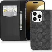 Coach Signature Canvas Wallet Folio iPhone 16 Pro Case - Designer Phone Case - Signature Charcoal