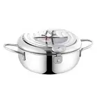 Japanese Deep Frying Pot with a Thermometer and a Lid Kitchen Tempura Fryer