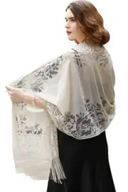 Shawls and Wraps for Evening Dresses Scarfs for Women Pashmina Wedding Beige-1