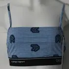 NWT Calvin Klein QF5737 "CK One Micro" Wireless Nylon Logo Bralette Blue (460) M