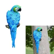 Catzon Parrot Statue Resin Bird Figurine for Patio Lawn Yard Wall Mounted Garden Decoration -Blue