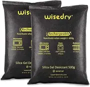 Wisedry 500g x 2 Packs Silica Gel Packets Large Silica Gel Bags for Clothes Storage, Microwave Safe, Quick Reactivate Moisture Absorber for Storage Boxes