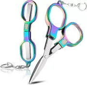 2 Pcs Folding Stainless Steel Portable Mini Travel Scissors, Safety Foldable Poc