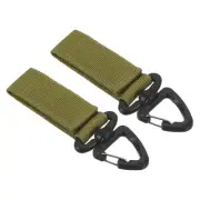 Belt Keeper Key Chain, 2Pcs Nylon Strap Key Chain w Triangle Rotate Snap, Khaki