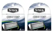 Schick Quattro Razor Blade Cartridges, 4 Cartridges (2 Pk) + Eyebrow Trimmer