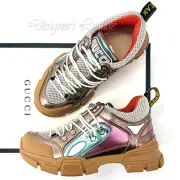 NEW GUCCI Flashtrek EU 36.5 / US 6.5 Metallic Leather SEGA Logo Sneakers $980