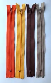 4 Pcs 9"Nylon Coil Zippers Closed End Bulk for Tailor Sewing Craft multi-colors
