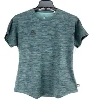 Athletic Top Womens L Green Short Sleeve Jersey Knit Climalite Adidas CZ5712