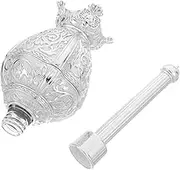 FUNOMOCYA Stylish Glass Holy Water Holder Zinc Alloy Catholic Church Water Bottle Mini Dispenser for Travel Easter