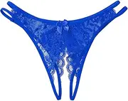 [KKmeter] Mens Floral Lace Crotchless T-back Thongs Hollow Out Low Waist G-String Sissy Ruffled Lingerie Panties