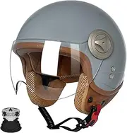 Motorcycle Helmets with Sun Visor, Motorcycle Helmet for, ECE Approved Retro Half Shell Helmet for Moped Cruiser Scooter