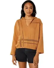 O'Neill L37242 Womens Chipmunk Renata Woven 3/4 Sleeve Hooded Top Size S