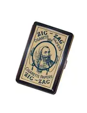 Zig Zag rolling papers Cigarette Case Handmade Metal Wallet Holds 14 cigarettes
