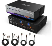 TESmart HDMI KVM Switch 8K@60Hz 2 Monitors 2 Computers, 4k 144HZ VRR