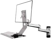 Adjustable Arm Desk Mount Wall Mount Non Foldable with Engineered Tray Dual Arm Single Monitor Stand Silver Color Monitor Arm Desk Mount