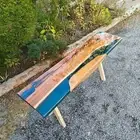 Handmade Epoxy Resin Entryway Table – River Table Design, Modern Hallway table