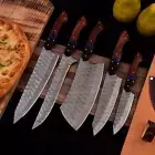 Handmade Damascus Steel Chef Set, Hand Forged Kitchen knife, Cooking knife