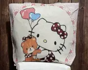 Hello Kitty Large Canvas Tote Bag 17" X 15" Inside Zipper Pocket