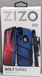 ZIZO Bolt Series Case with Screen Protector Kickstand For iPhone XR- Blue/Black