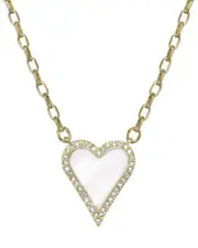 Rachel Reinhardt 14K Vermeil White Enamel & CZ Pave Heart Necklace