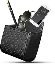 Car Auto Seat Back Interior Air Vent Cell Phone Holder Pouch Bag Box Tidy Storage Coin Bag Case Organizer with Hook (Black)