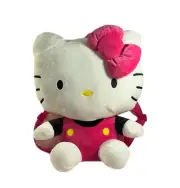 Hello Kitty Sanrio Plush Backpack 14” Pink White Bow Straps Zipper Pouch NWT
