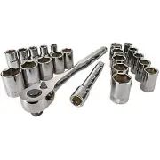 Craftsman 1/2 in. Drive Metric and SAE 6 Point Socket and Ratchet Set 22 pc. -