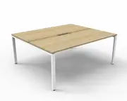 RAPIDLINE DELUXE RAPID INFINITY PROFILE LEG WORKSTATION No Screen 2 Person Double Sided W1500 x D750 x H730mm (per user) Natural Oak Top White Frame
