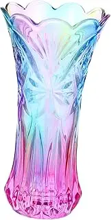 BESPORTBLE Flower Vase Crystal Glass, Flower Vase Large Size Phoenix Tail Shape Vase, Large Size Rainbow Colorful Flower Vase for Home Decor Table Floral Vase Crystal Container Glass (Random Package)