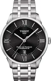 [Tissot] Men's T0994071105800 Chemin Des Tourelles Powermatic 80 Analog Display Swiss Automatic Silver-Tone Watch, Silver-tone, Dress