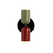 NNEOBA Vibrant Nordic Minimalist Wall Light - Green Red Lampshade, Plug-in Design