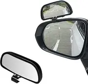 LivTee Adjustable Mounted Blind Spot Mirror HD Glass Wide Angle Side Rearview Mirror Universal, Black