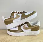 Air Force 1 Custom White Shoes Urban Retro Mocha Latte Coffee Brown Tan Beige