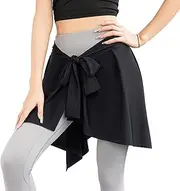 [Lopsity] Women Yoga Ballet Tennis Skirts Tie Up Skirts Yoga Sport Wrap Short Skirt Cover Up Running Wrap Athletic Skirt