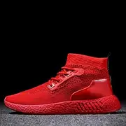 [NA] Breathable Running Shoes Men's Shoes Woven Mesh Running Shoes Wear-Resistant Shock Absorption Low-Top Sneakers,Red,40