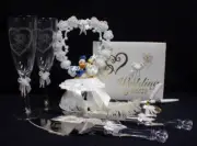 Donald Duck Daisy LOT Wedding Cake topper Server Set Glasses NO Book Sold OUT