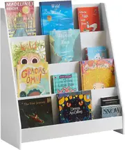 Children's Bookcase Newspaper Rack with 4 Shelves Kids Storage Shelf