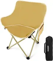 KOMCLUB Portable Camping Chair Lightweight Folding Outdoor Chair with Storage Bag, Heavy Duty 120KG for Hiking, Beach, Picnic, Garden, Backpacking (Khaki-1set)